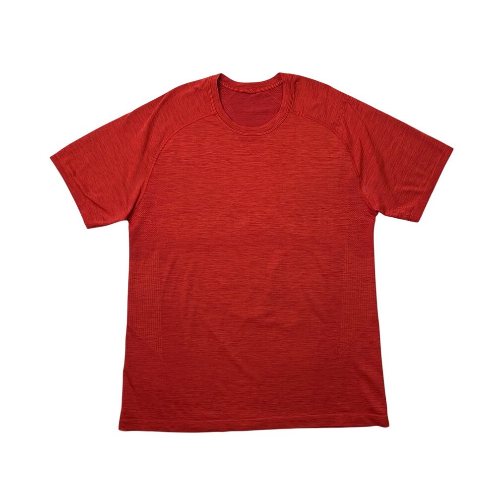 Lululemon T Shirt Mens Large Red Metal Vent Tech Short Sleeve Quick Dry Training